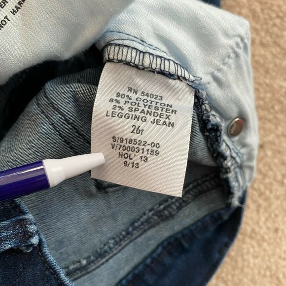 Gap 1969 26R Denim Legging Jean Metallic Dipped Hem Actual W 27 x I 28 3/4 - Picture 12 of 12